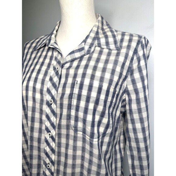 Lucky Brand Plaid Button-Up Shirt Womens Medium 3/4 Sleeve Lightweight Western - Picture 4 of 8